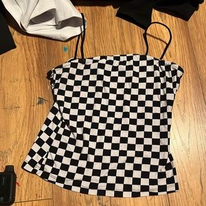 checkered crop top from rue 21 barely warn size small